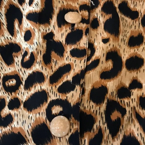 Vintage Voir animal leopard print soft flowy button down skirt elastic w… - Picture 10 of 10